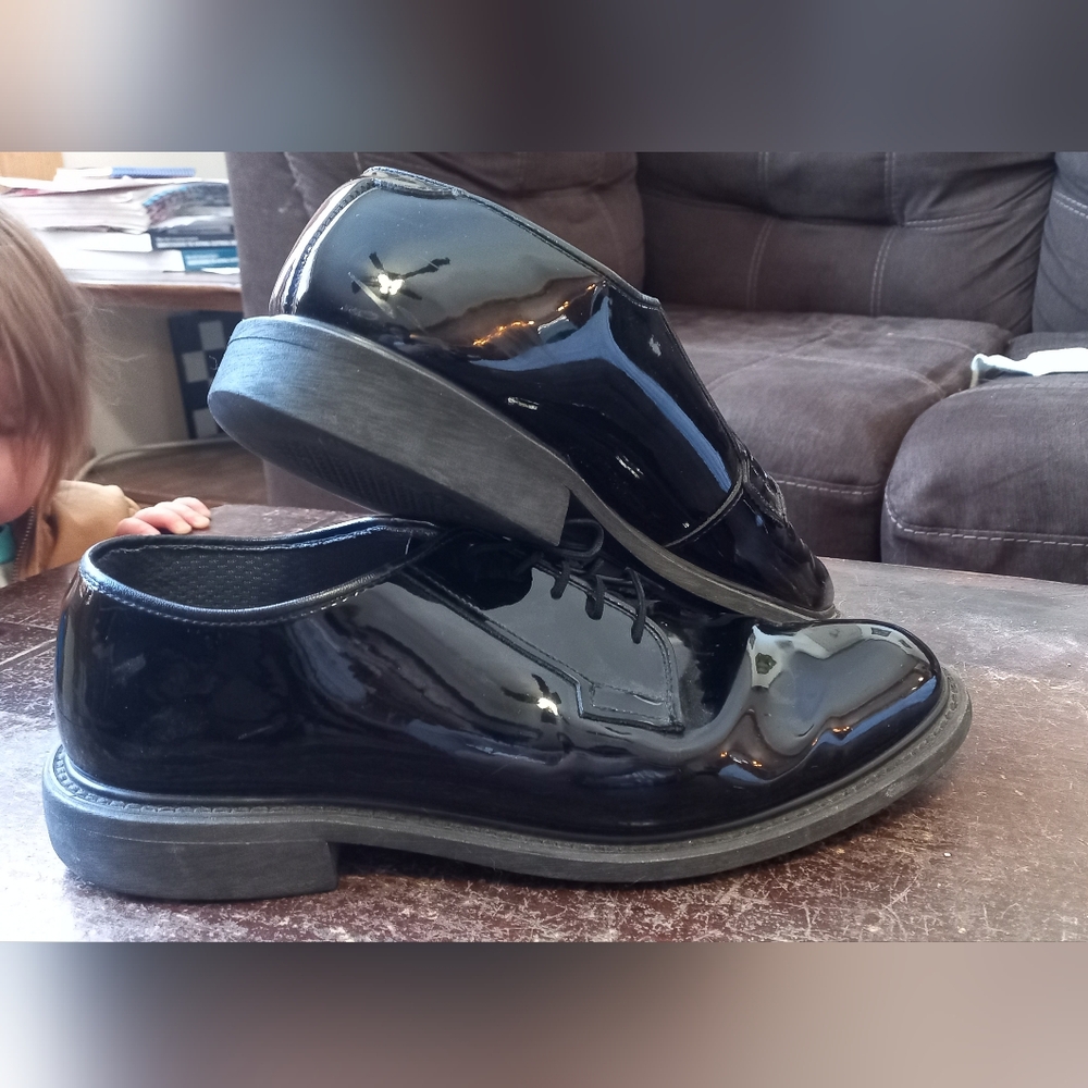 Bates Men's Glossy Military Tuxedo Dress Shoes Black Size 10 Very Good Condition